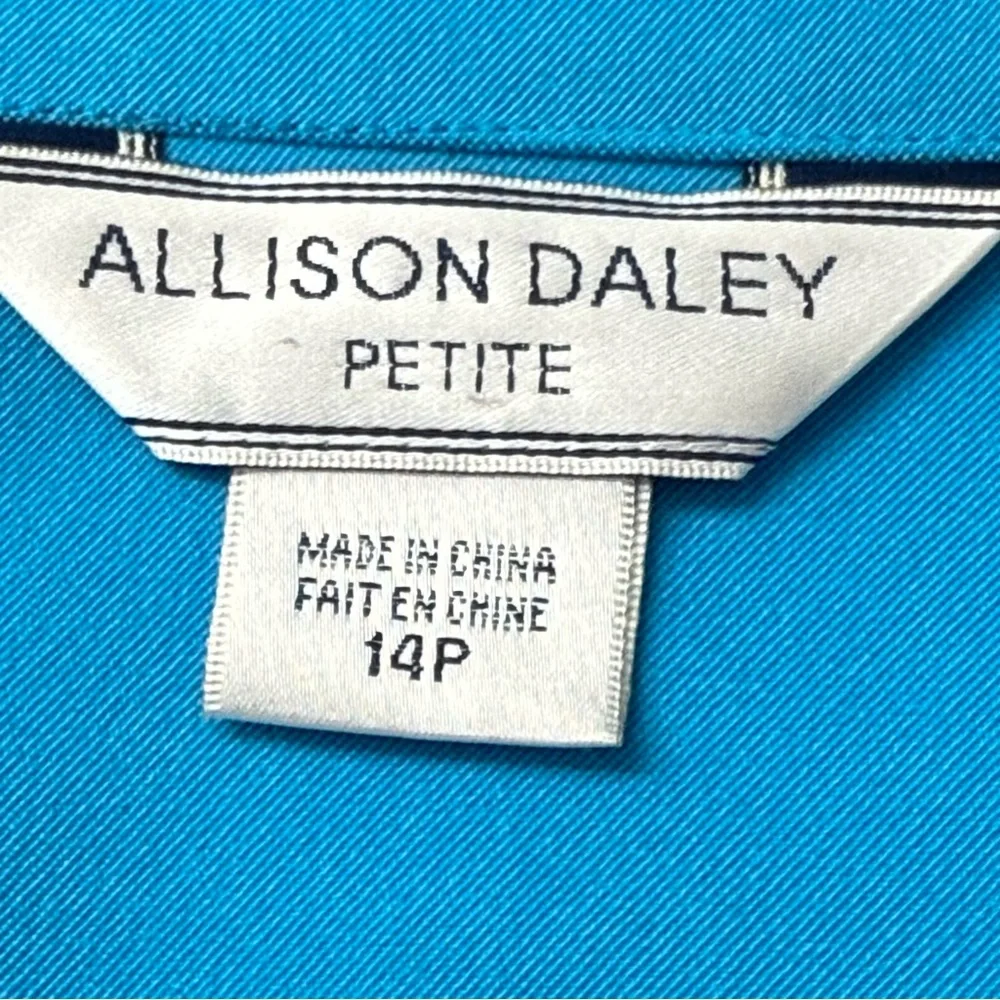 Allison Daley Petite, Women's Long Sleeve Front Zipper Jacket, Turquoise, Sz 14P